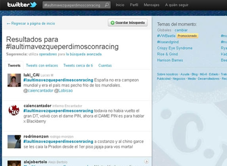 El twitter donde los hinchas del Rojo se rien de los de Racing.
